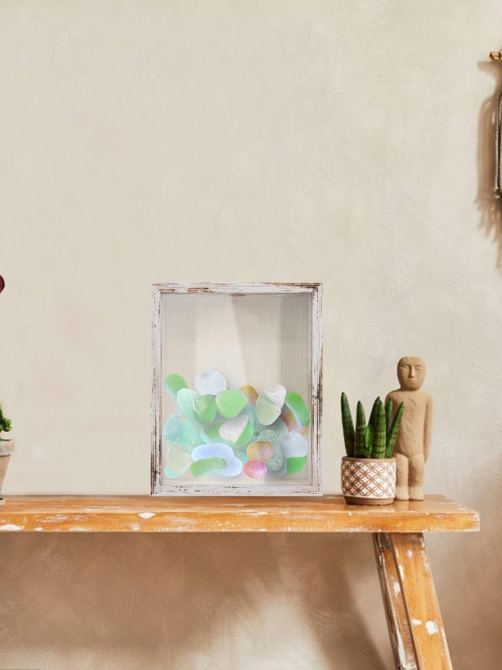 Small Shadow Box Seashell Collection White 8x10 Top Loading Display Case Frame w - Picture 7 of 7